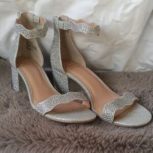 INC International Concepts Silver Sandals with Rhinestone Embellishments